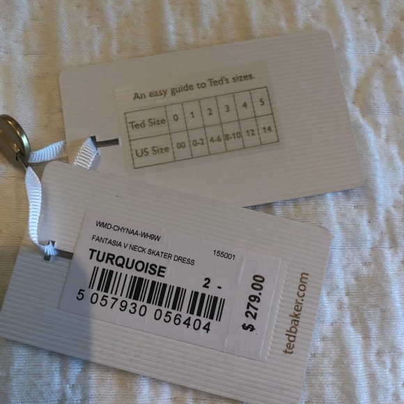 Ted Baker Fantasia V Neck Skater Dress Turquoise - Picture 3 of 8